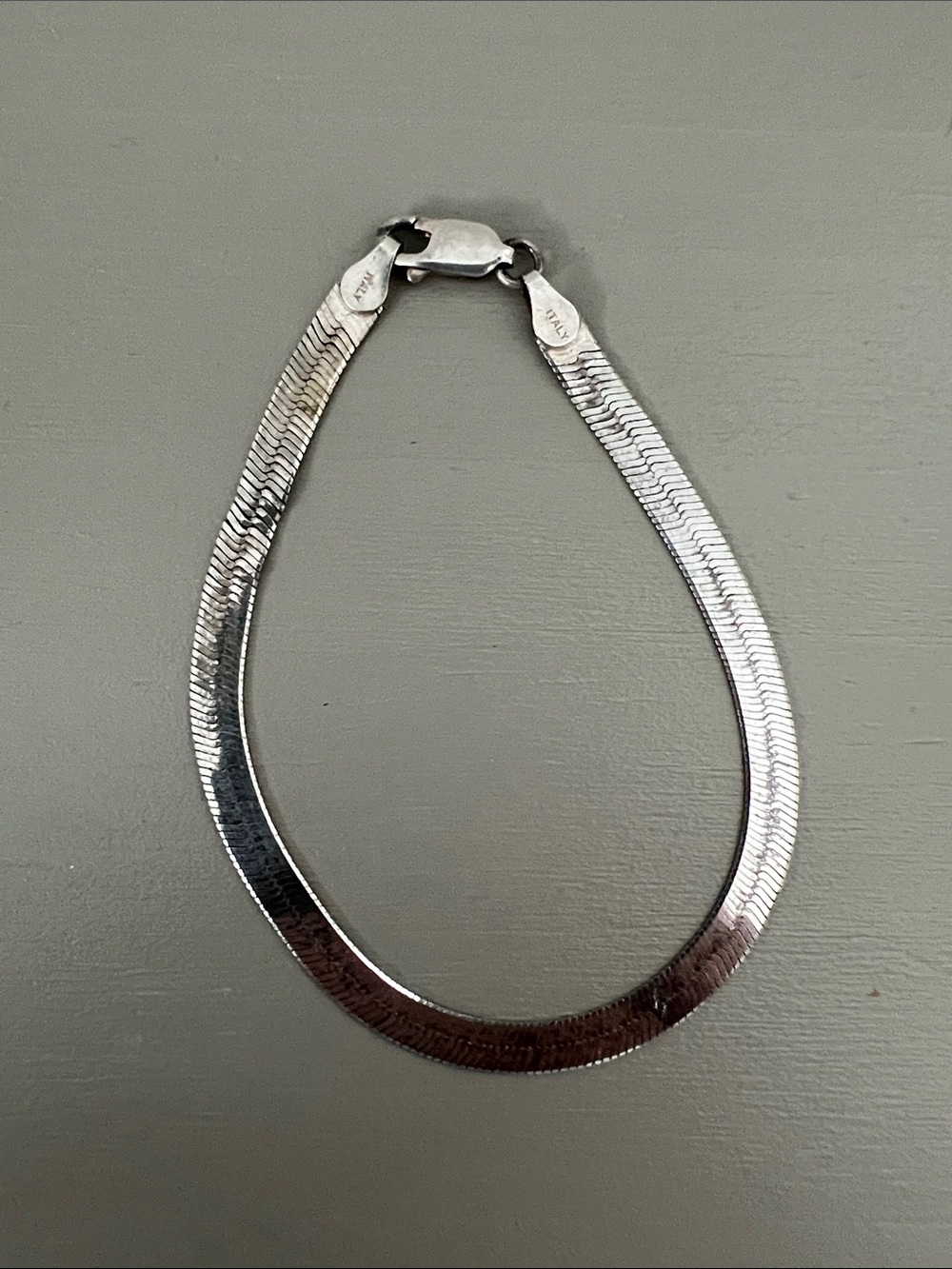 Sterling Silver Herringbone Bracelet with Lobster Clasp